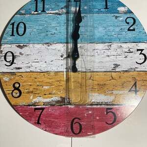 Stonebriar 10 inch Vintage Farmhouse Coastal Worn Blue Wall Clock